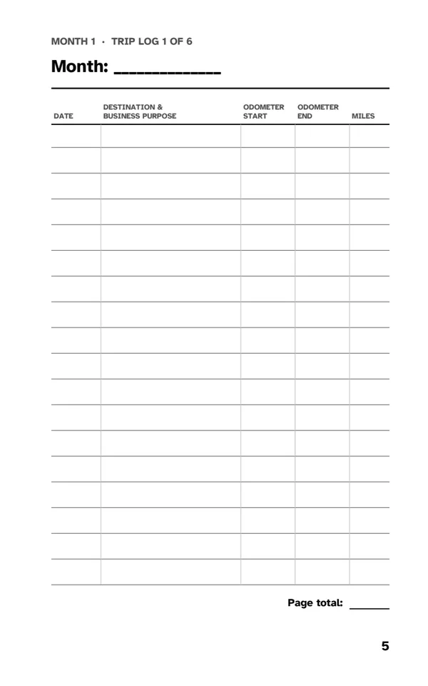 Mileage Log Book: Trip log